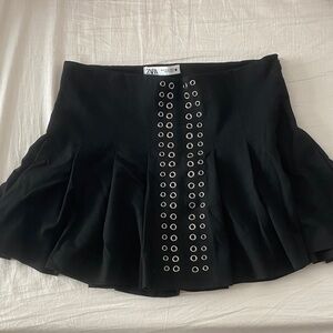 Zara Black Skater Skirt with Eyelet Accents